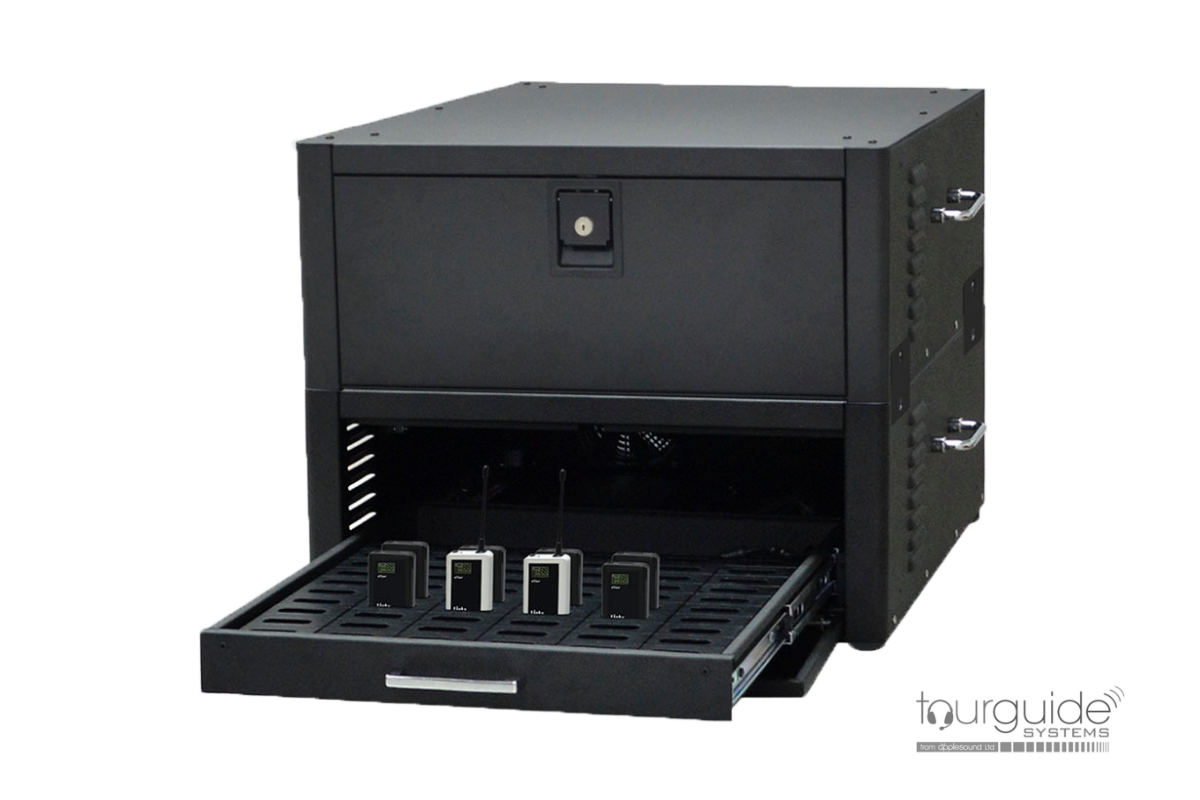 60-slot charger drawer in cabinet