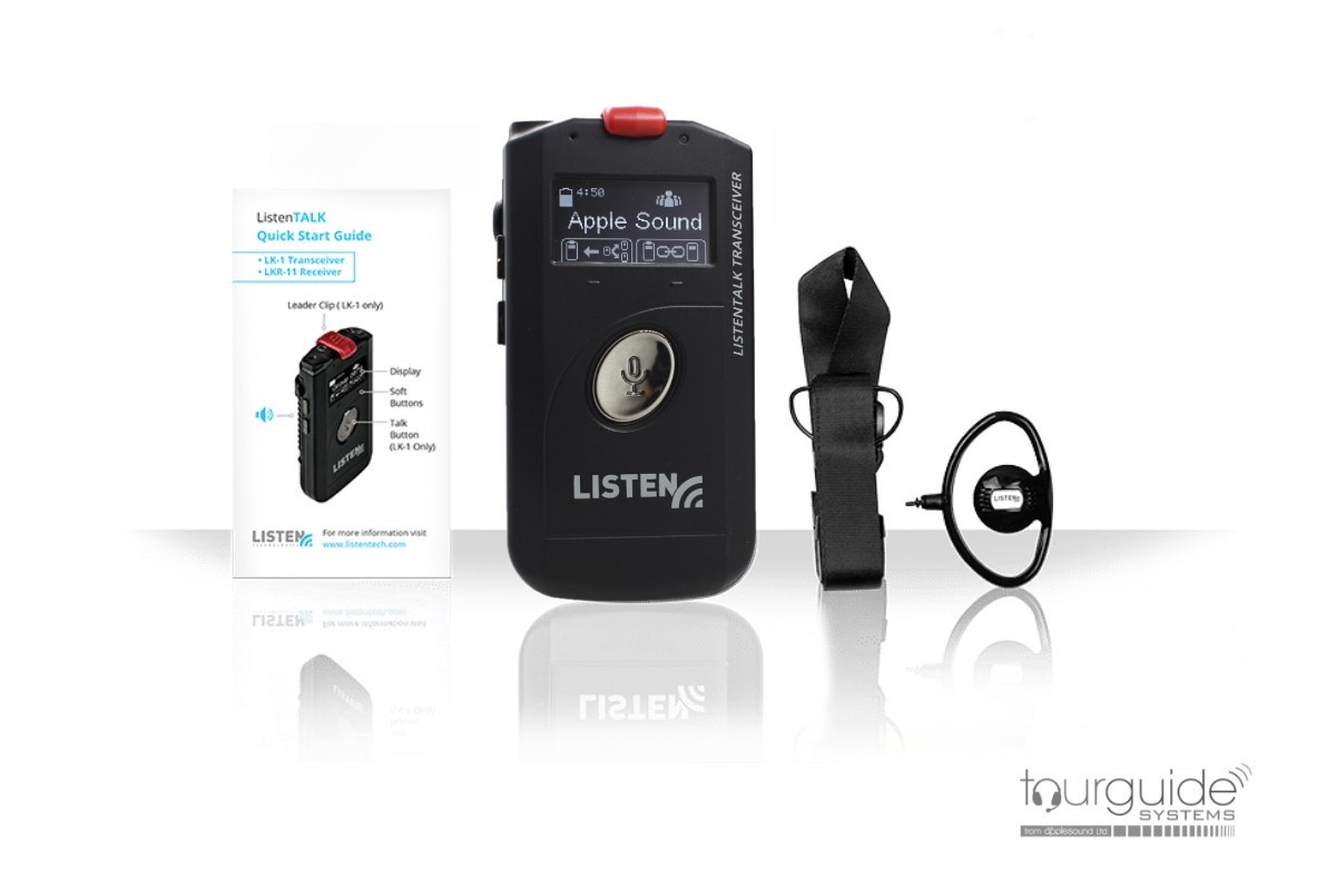 ListenTALK Transceiver (LK-1), lanyard & ear-speaker